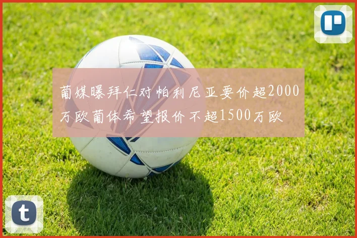 葡媒曝拜仁对帕利尼亚要价超2000万欧葡体希望报价不超1500万欧